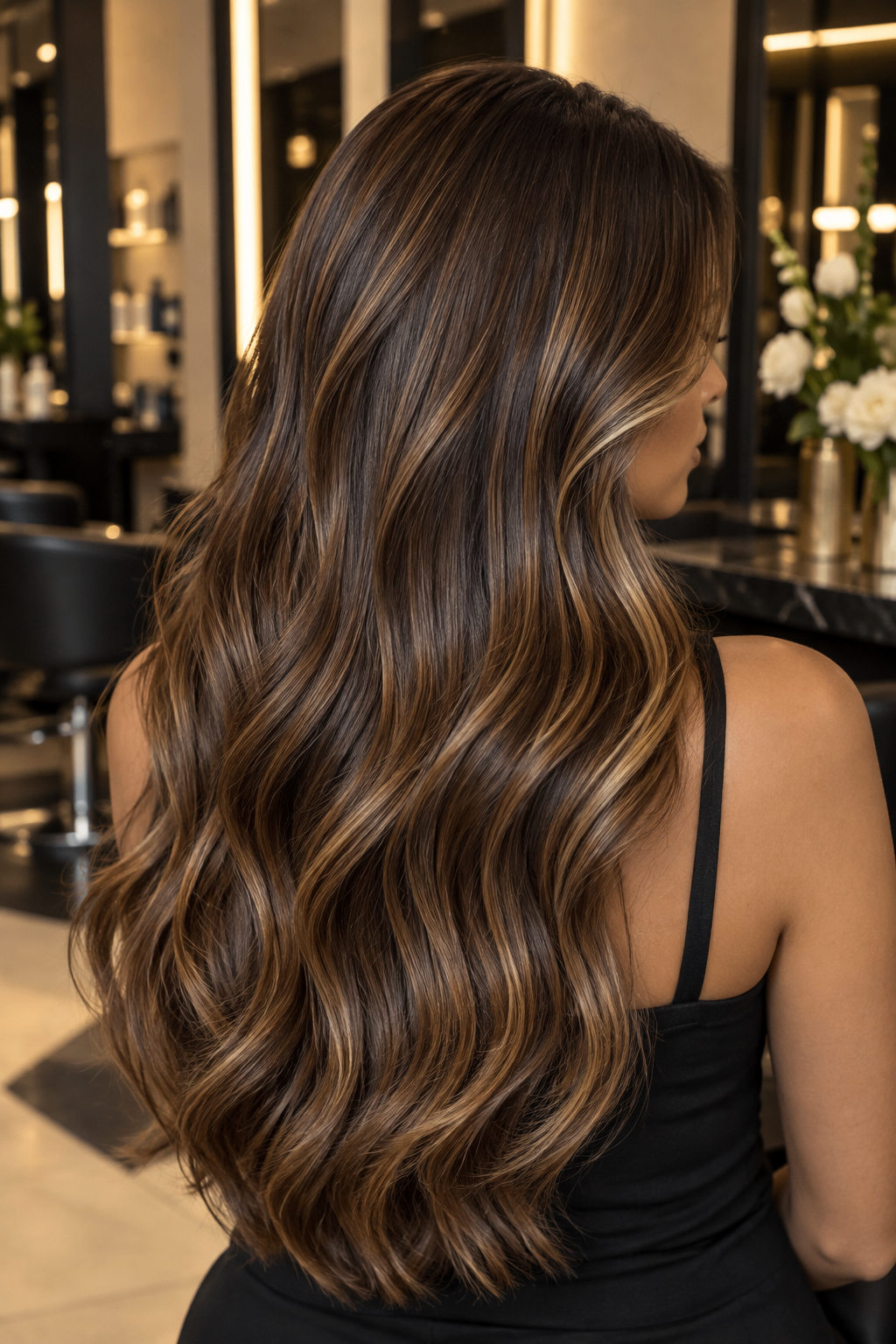 Cabello con acabado de morena iluminada
